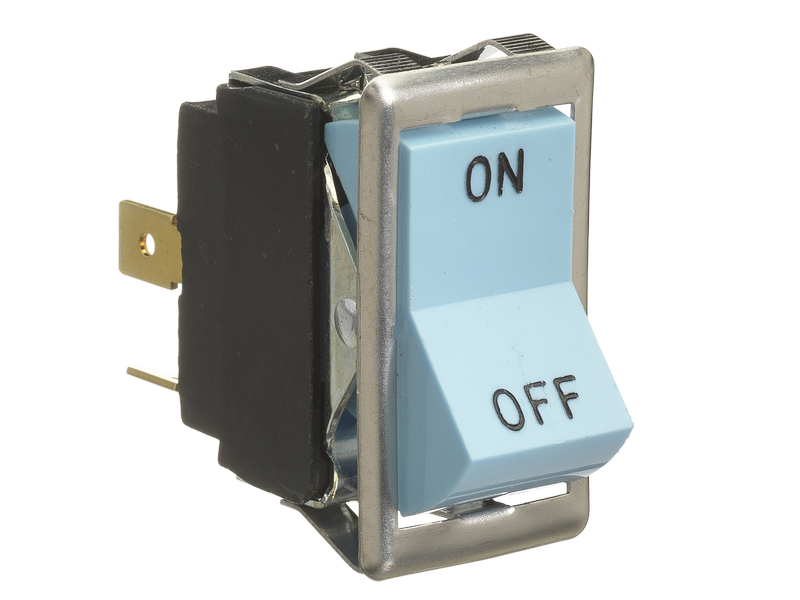 ON/OFF ROCKER SWITCHBLUE DPST 1/4 TERM - 